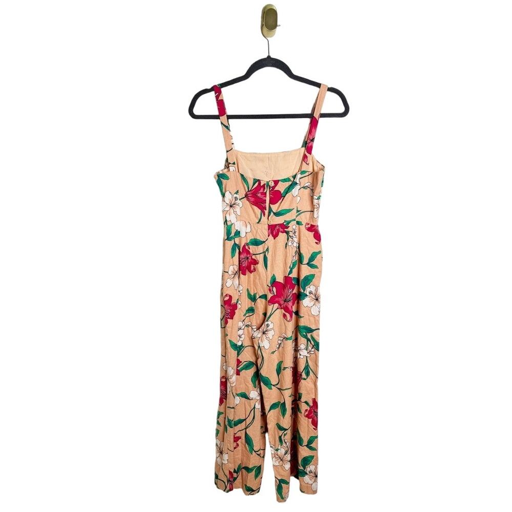 Privacy Please Hydrangea Linen Wide Leg Floral Pink Jumpsuit Small - Picture 4 of 10